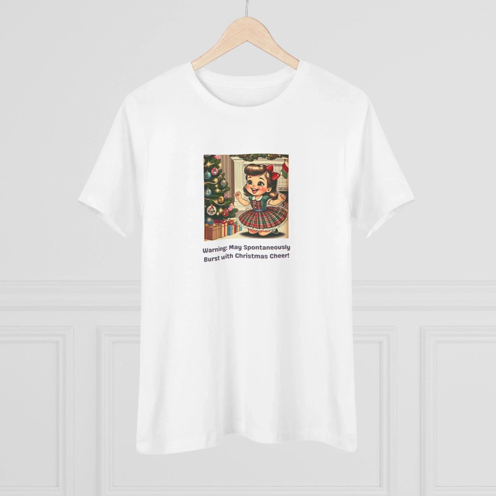 Warning: May Spontaneously Burst with Christmas Cheer! - Women's Softstyle Tee - Whippie's