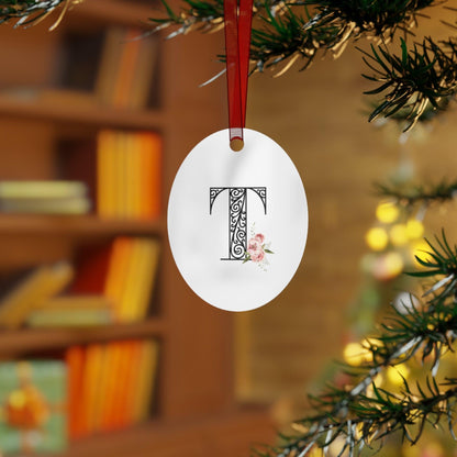 Floral Letters: Letter T - Metal Christmas Ornament - Whippie's