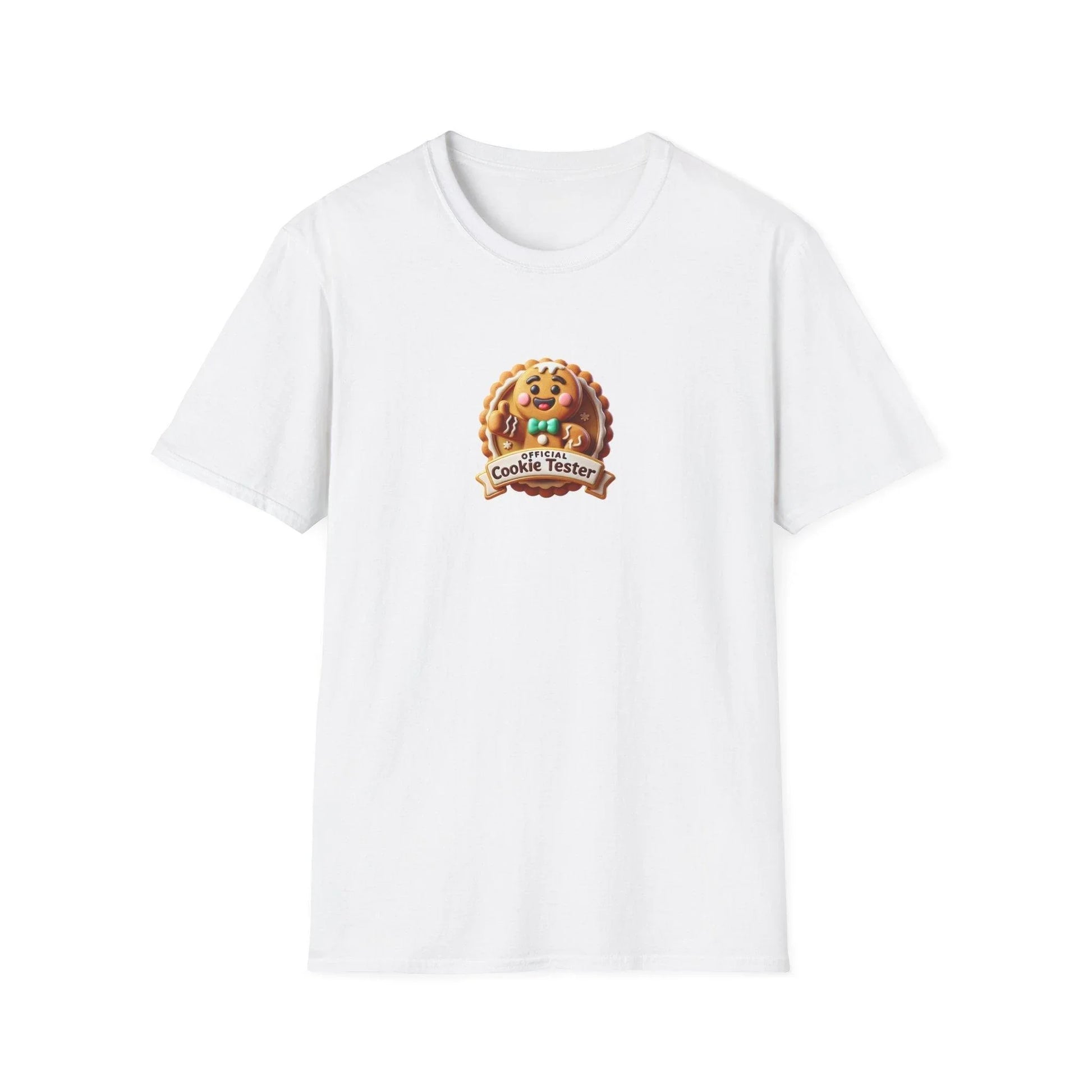 Official Cookie Tester 🍪 – Fun Gingerbread Design with Peeking Gingerbread Man - Unisex Softstyle Tee - Whippie's