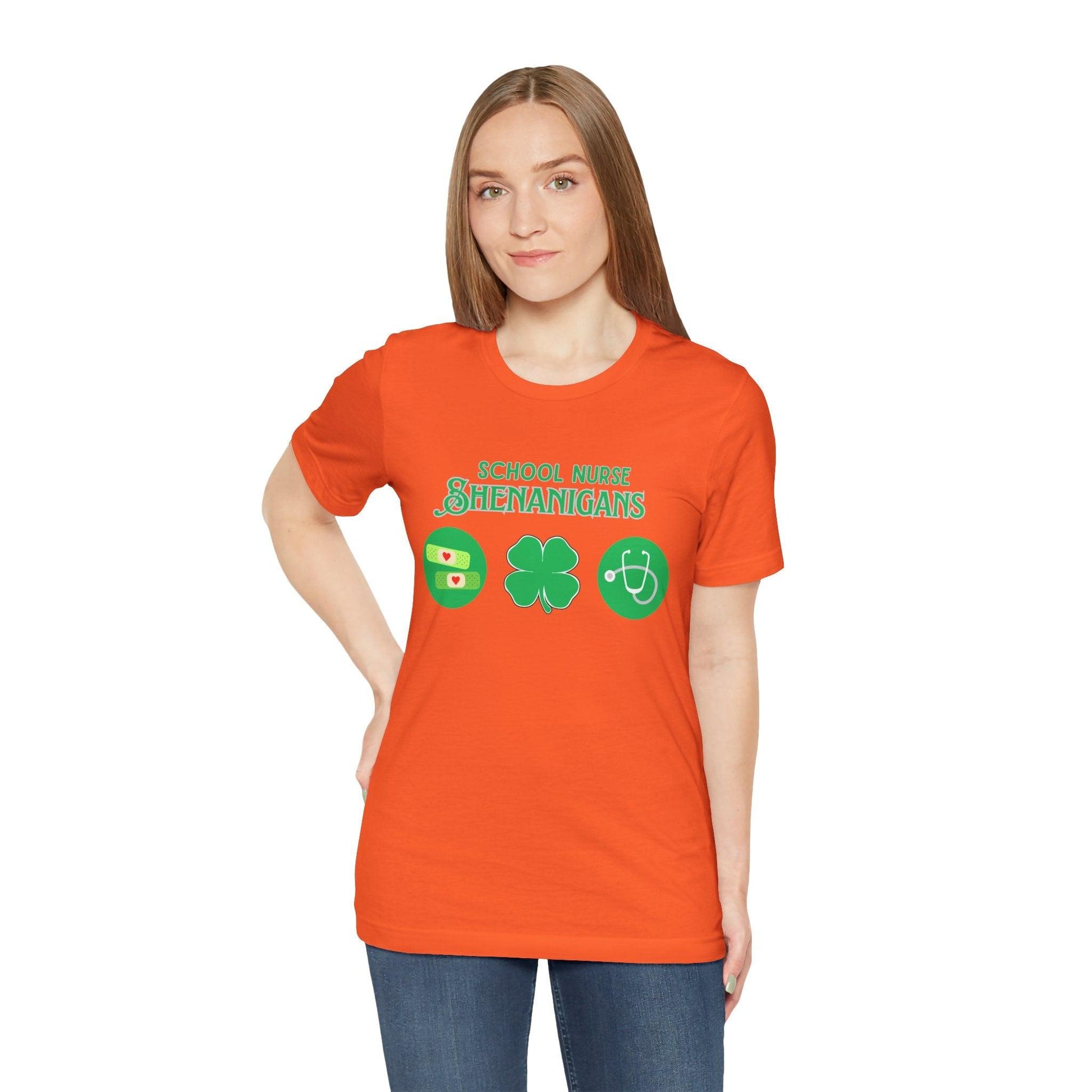 School Nurse Shenanigans - Unisex Jersey T-Shirt - Honoring Our Everyday Heroes 🩺🍀 - Whippie's