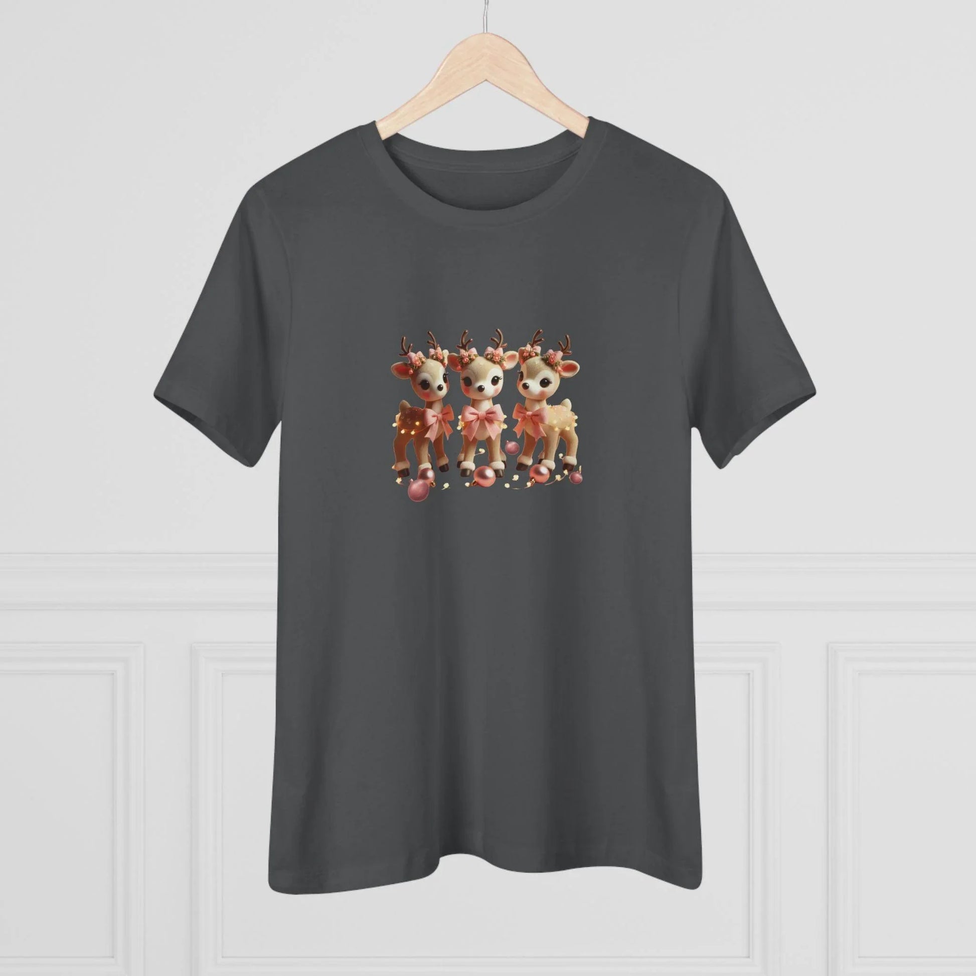 Rose Gold Reindeer Trio Christmas Decor - Women's Softstyle Tee - Whippie's
