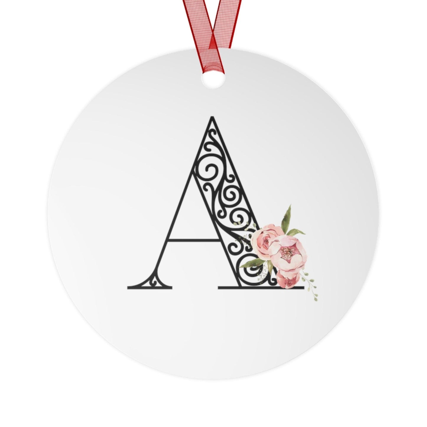 Floral Letters: Letter A - Metal Christmas Ornament - Whippie's