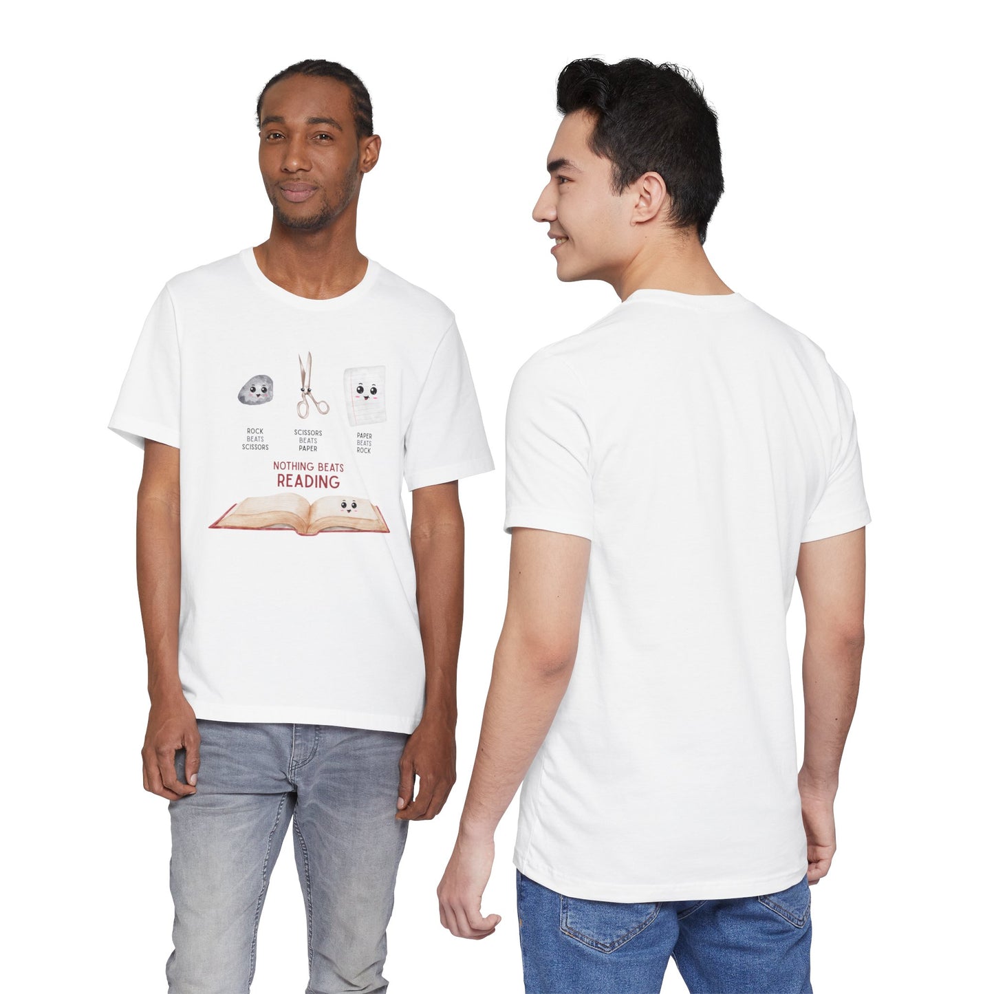 Nothing Beats Reading: Rock, Paper, Book Unisex Tee