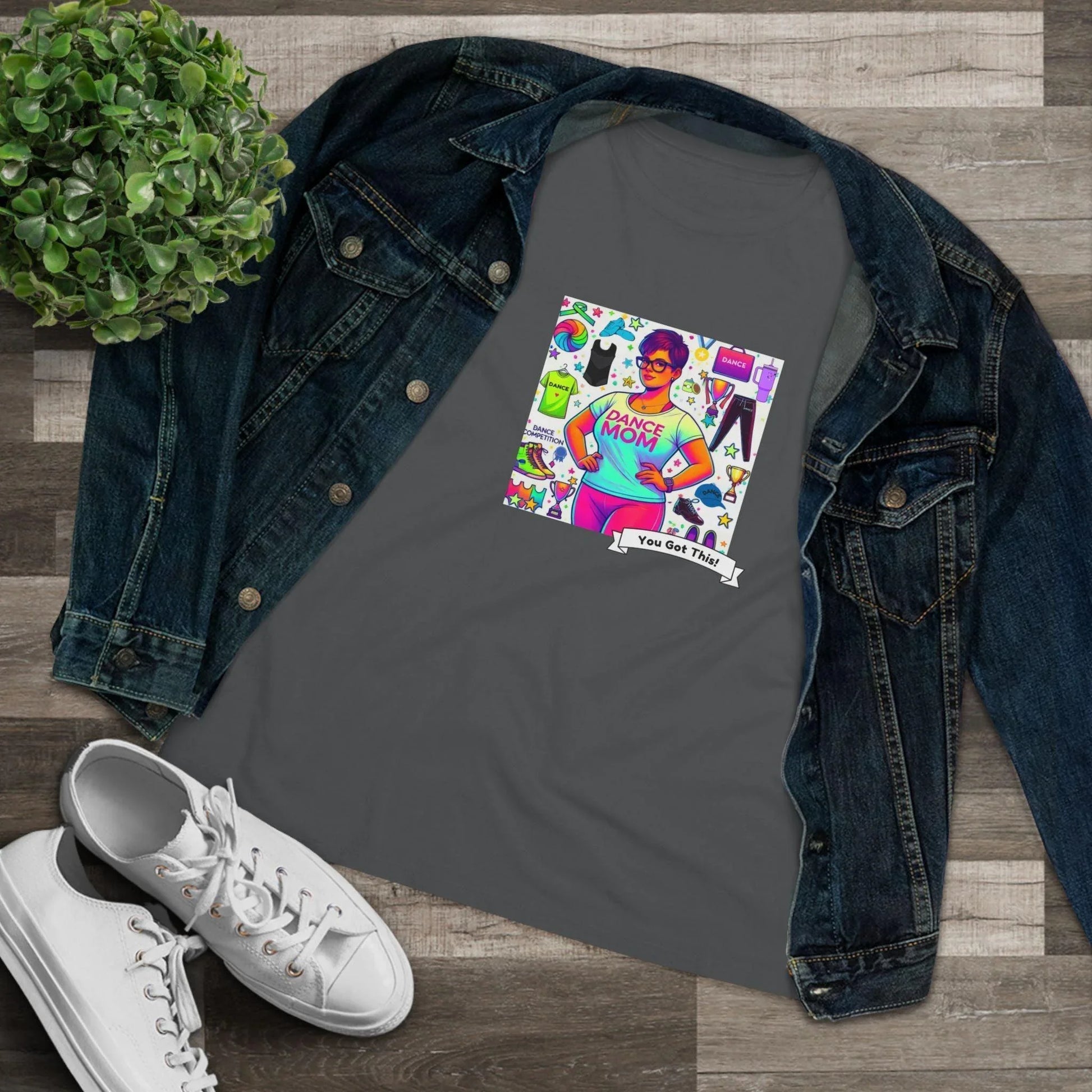 Dance Mom: "You've Got This" - Brunette with Glasses Mom - Short Hair - Boy Dancer - Women's Softsyle Tee - Whippie's