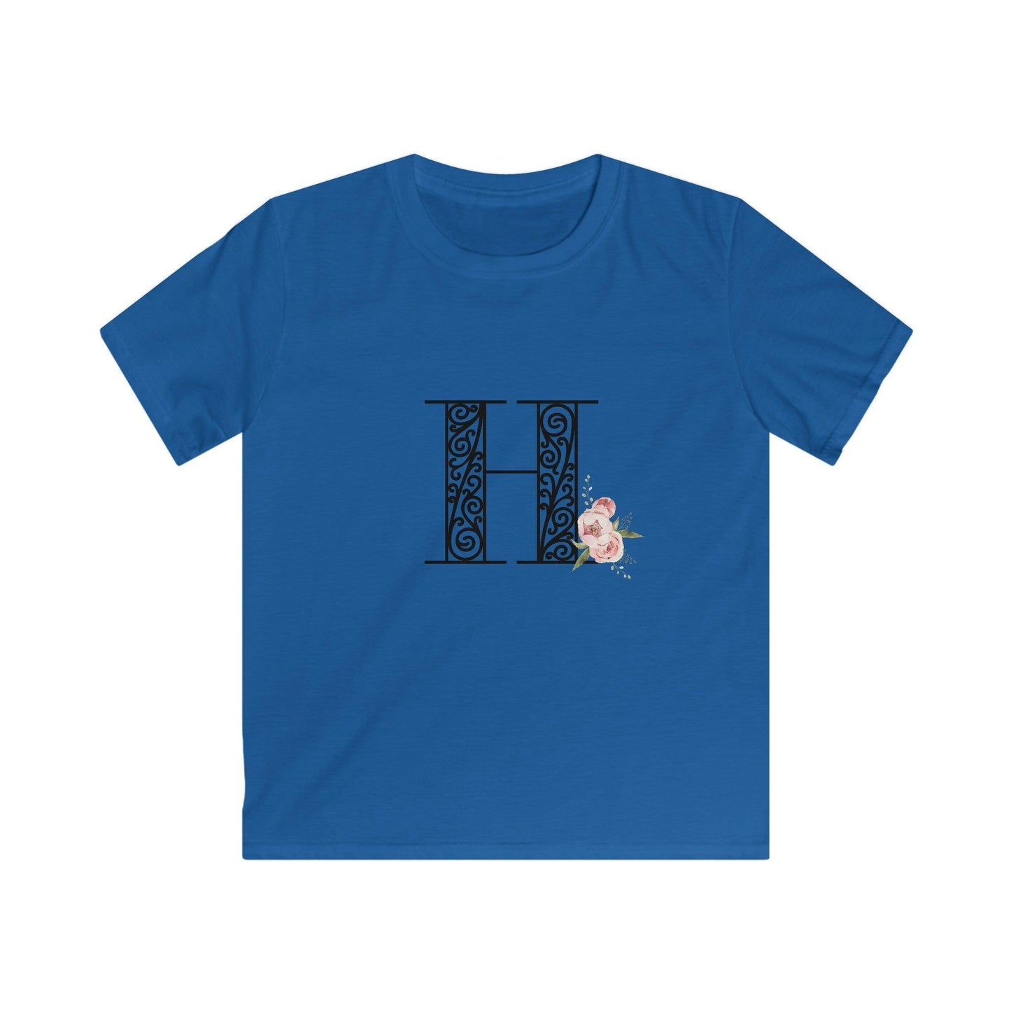 Floral Letters: Letter H - Kids Softstyle Tee - Whippie's