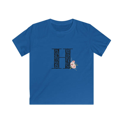 Floral Letters: Letter H - Kids Softstyle Tee - Whippie's