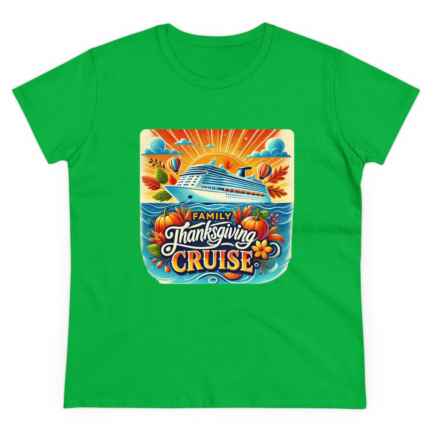 Family Thanksgiving Cruise - Gobble 'til You Wobble! 🚢🍂 Women's Midweight Cotton Tee - Whippie's