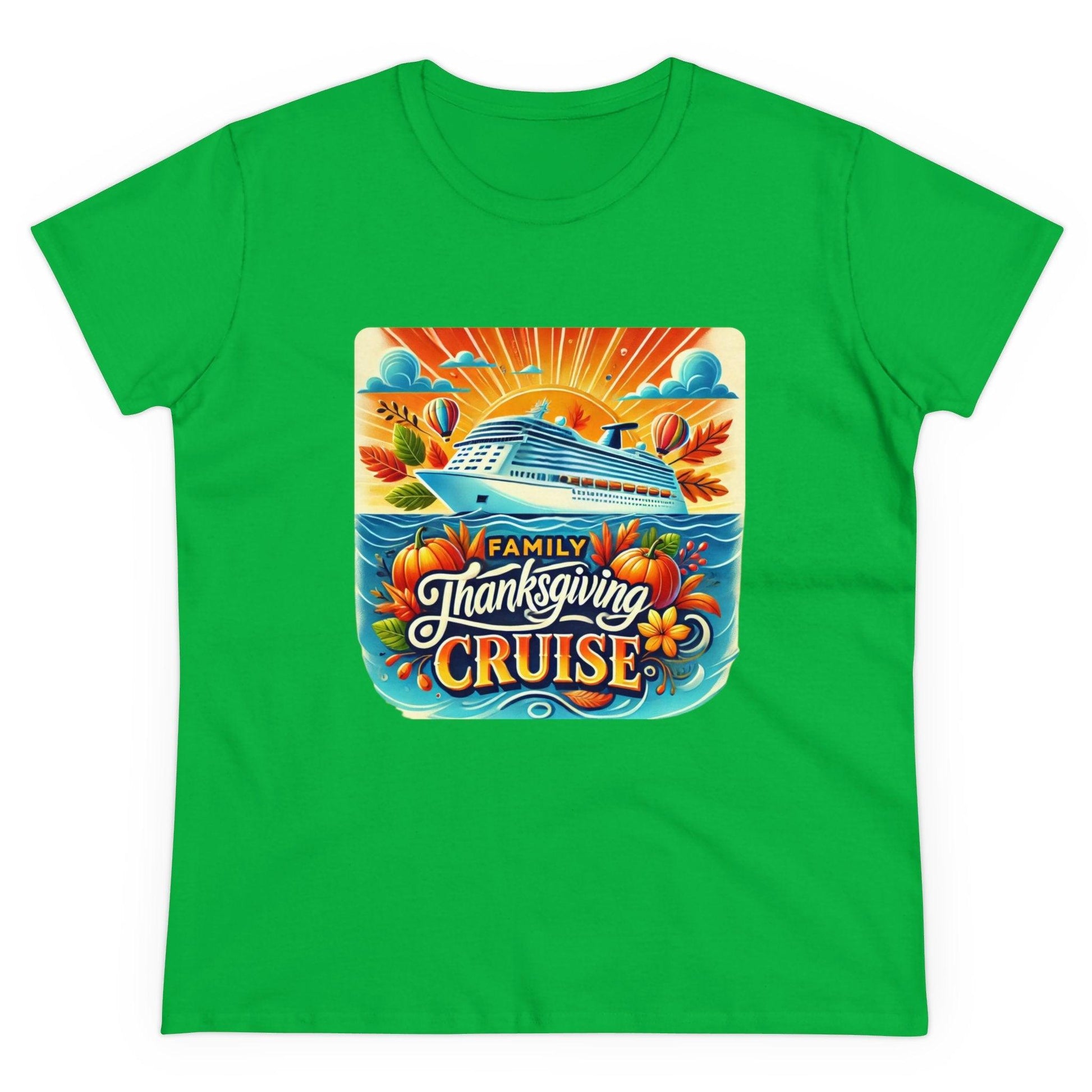 Family Thanksgiving Cruise - Gobble 'til You Wobble! 🚢🍂 Women's Midweight Cotton Tee - Whippie's