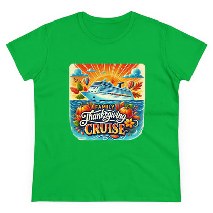 Family Thanksgiving Cruise - Gobble 'til You Wobble! 🚢🍂 Women's Midweight Cotton Tee - Whippie's