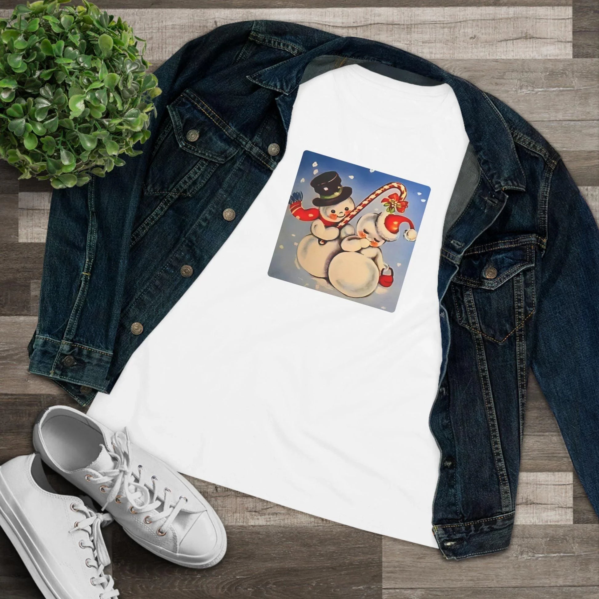 Snow Couple Mistletoe - Women's Softstyle Tee - Whippie's