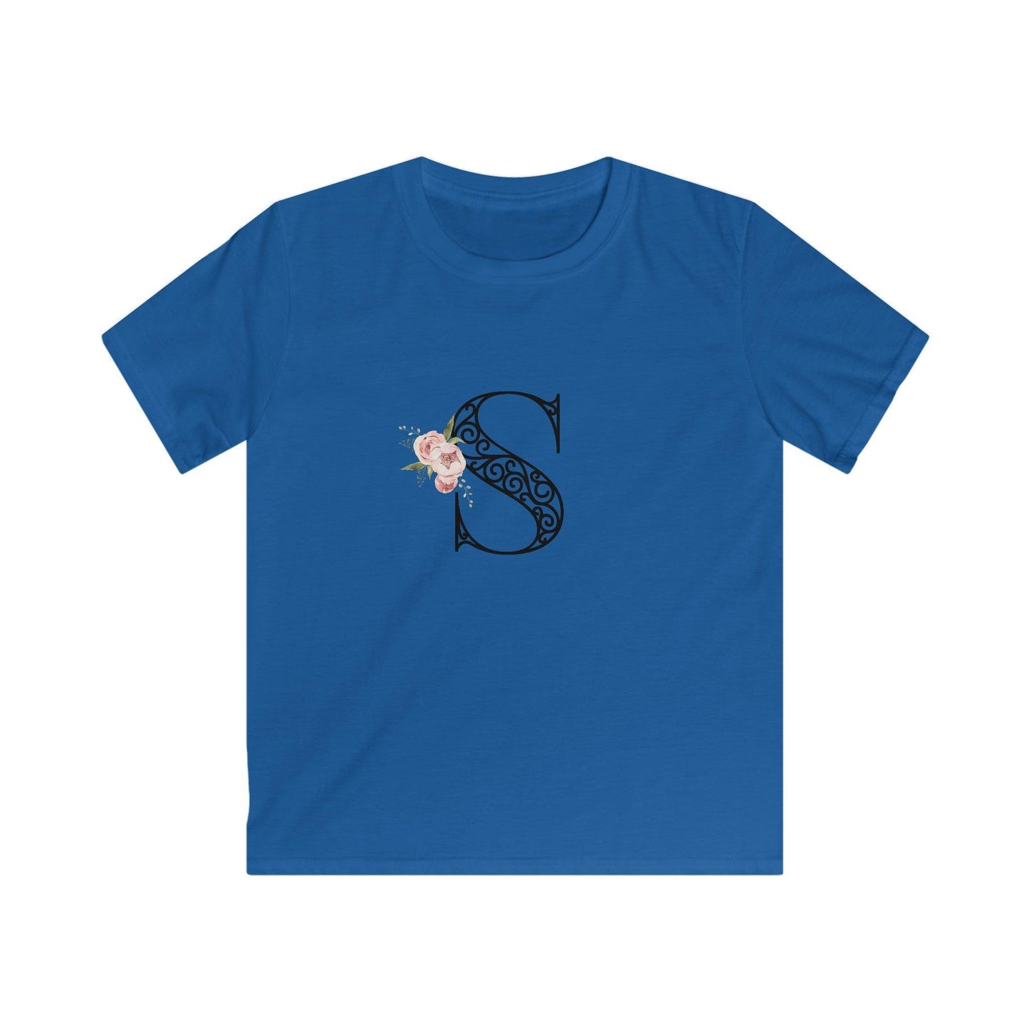 Floral Letters: Letter S - Kids Softstyle Tee - Whippie's