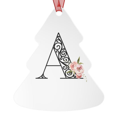 Floral Letters: Letter A - Metal Christmas Ornament - Whippie's