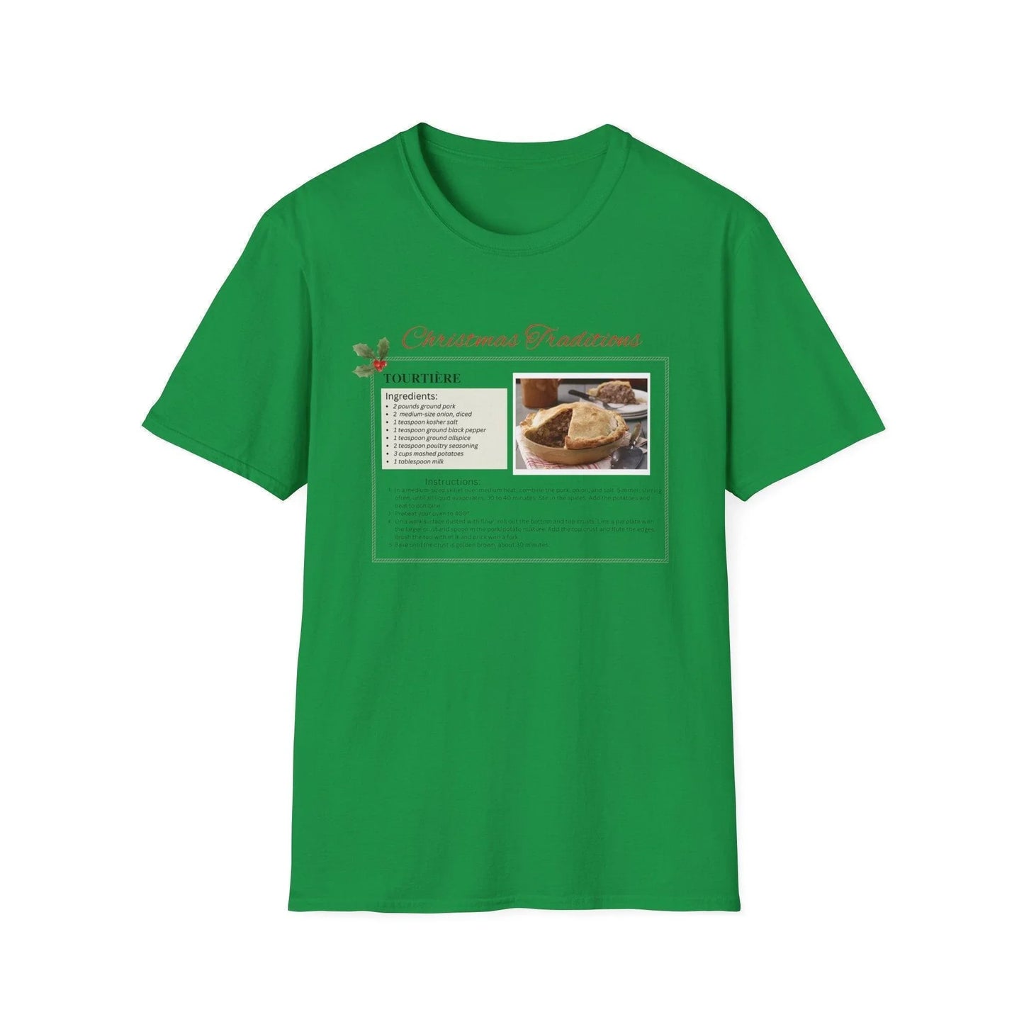 Tourtière Recipe Card - Unisex T-Shirt - French Canadian Christmas Traditions! 🎄 - Whippie's