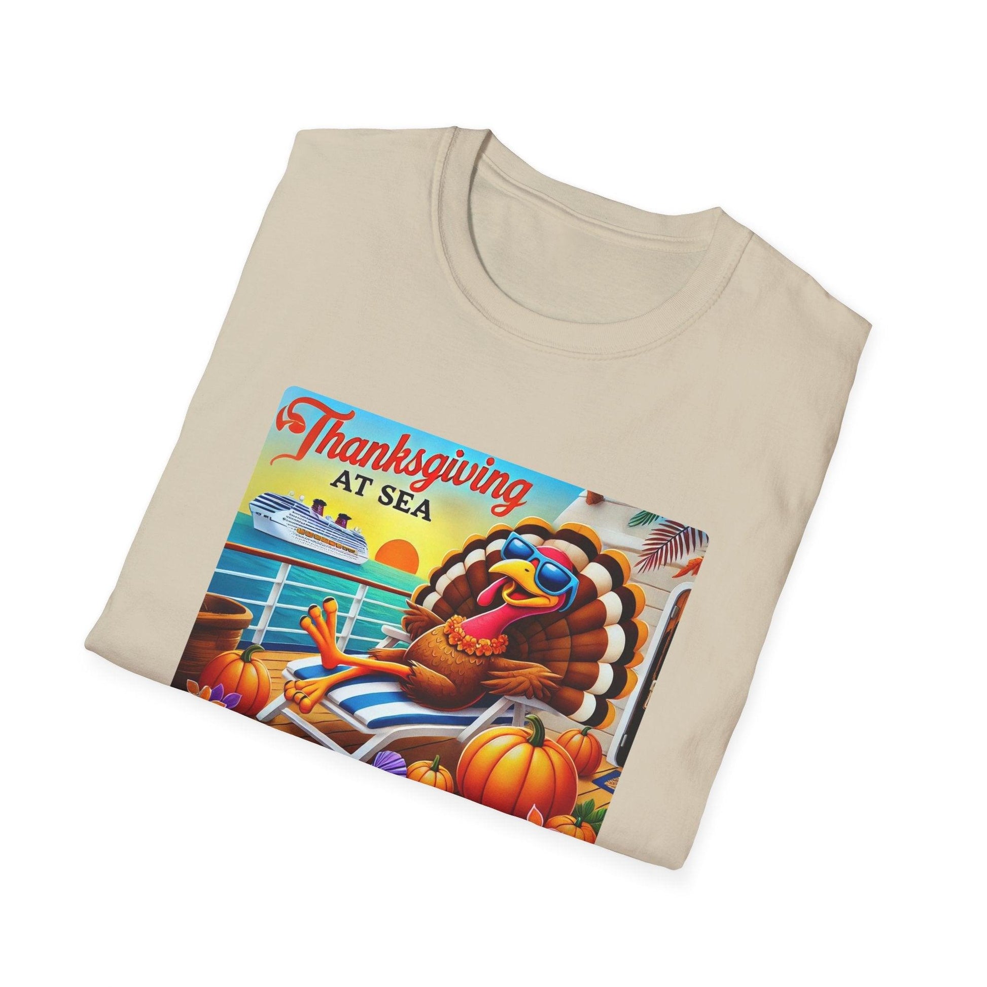 Turkey on Vacation - Gobble 'til You Wobble on the Open Seas! 🦃🚢 Unisex T-Shirt 🍂 - Whippie's