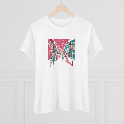 Pink and Teal Holiday Village - Women's Softstyle Tee - Whippie's