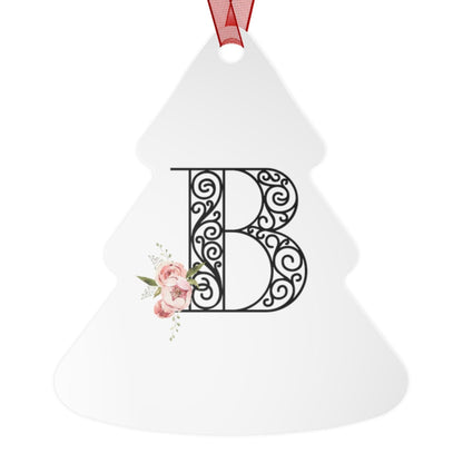 Floral Letters: Letter B - Metal Christmas Ornament - Whippie's