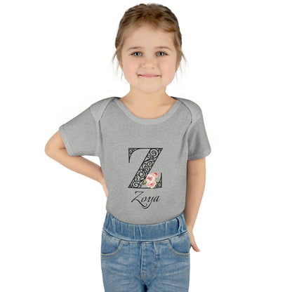 Floral Letters: Letter Z - Peony Baby Onesie - Personalizable