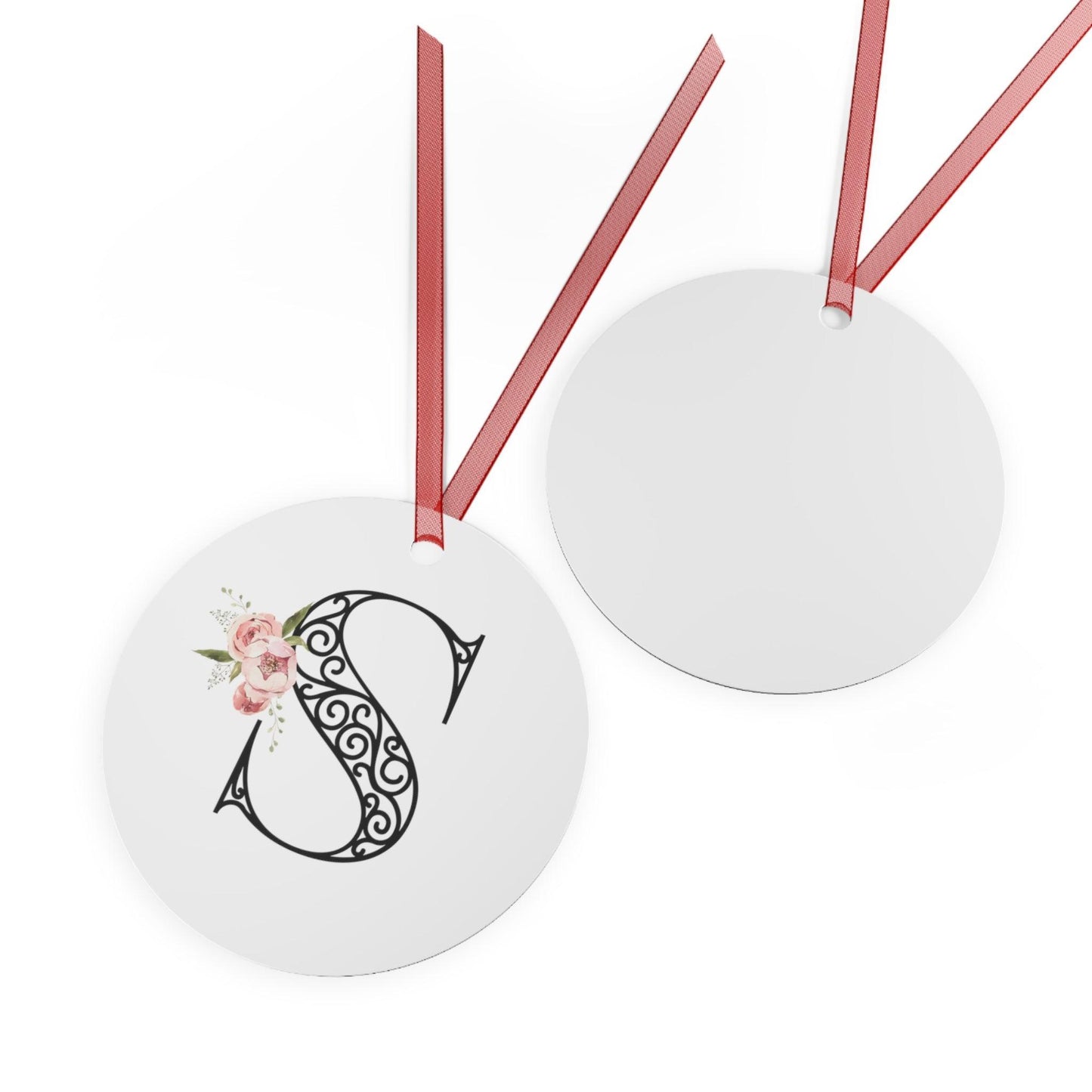 Floral Letters: Letter S - Metal Christmas Ornament - Whippie's