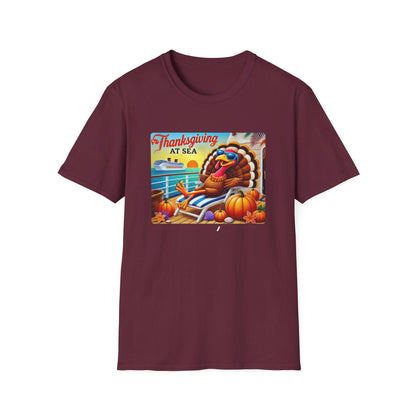 Turkey on Vacation - Gobble 'til You Wobble on the Open Seas! 🦃🚢 Unisex T-Shirt 🍂 - Whippie's