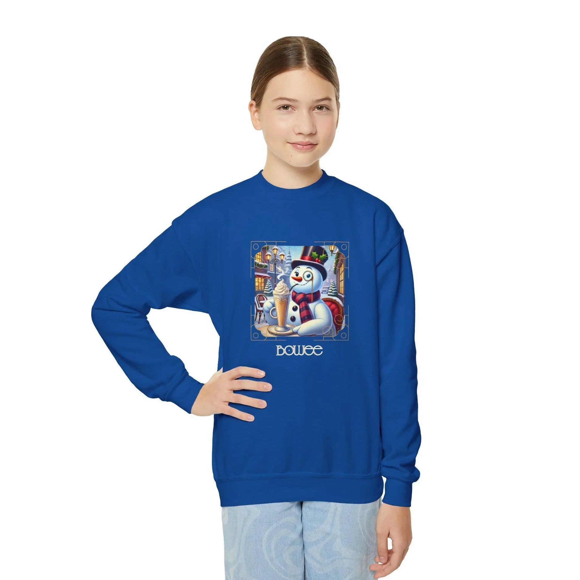 ☃️ Boujee Snowman ☕ Youth Crewneck Sweatshirt ✨ - Whippie's