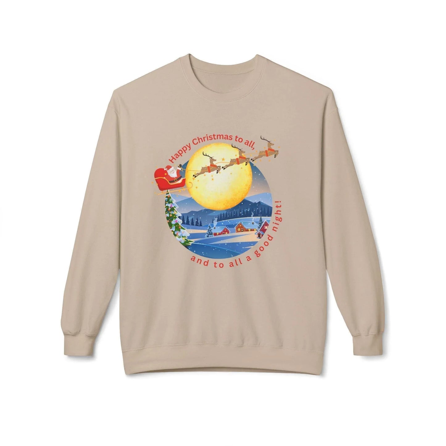 🎅 Happy Christmas to All! 🌕 Unisex Fleece Sweatshirt ✨ Wishing you a magical Christmas Eve! - Whippie's