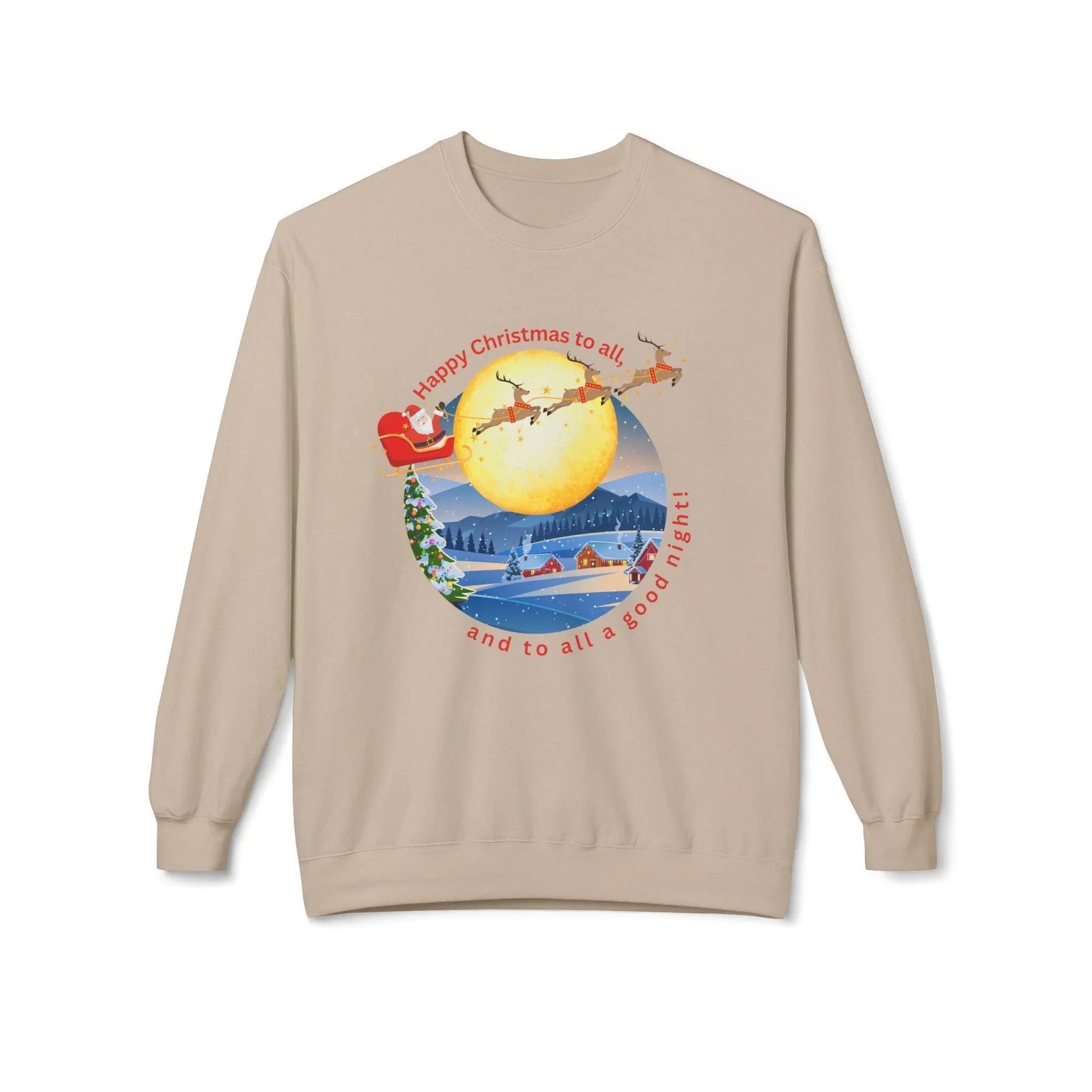 🎅 Happy Christmas to All! 🌕 Unisex Fleece Sweatshirt ✨ Wishing you a magical Christmas Eve! - Whippie's