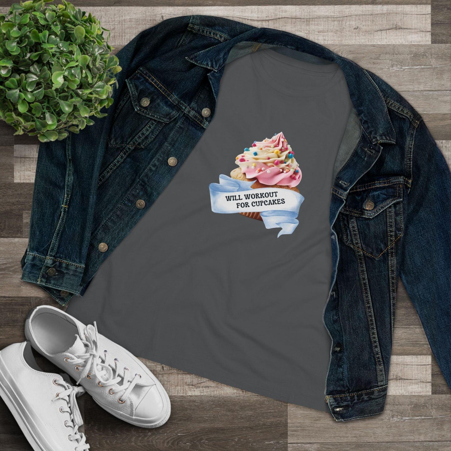 Will Workout for Cupcakes - Fuel Your Fitness! 🧁💪 Women's Softstyle Tee - Whippie's