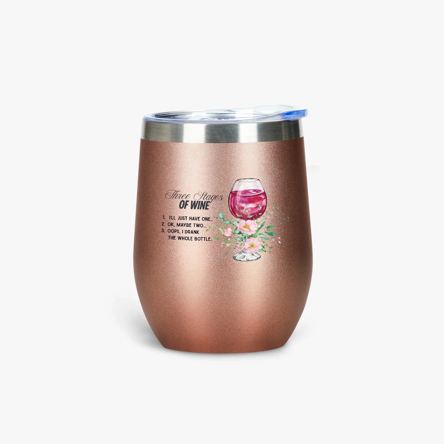 428. Three Stages of Wine 12oz Egg Shaped Insulated Tumbler - FREE Shipping! - Whippie's