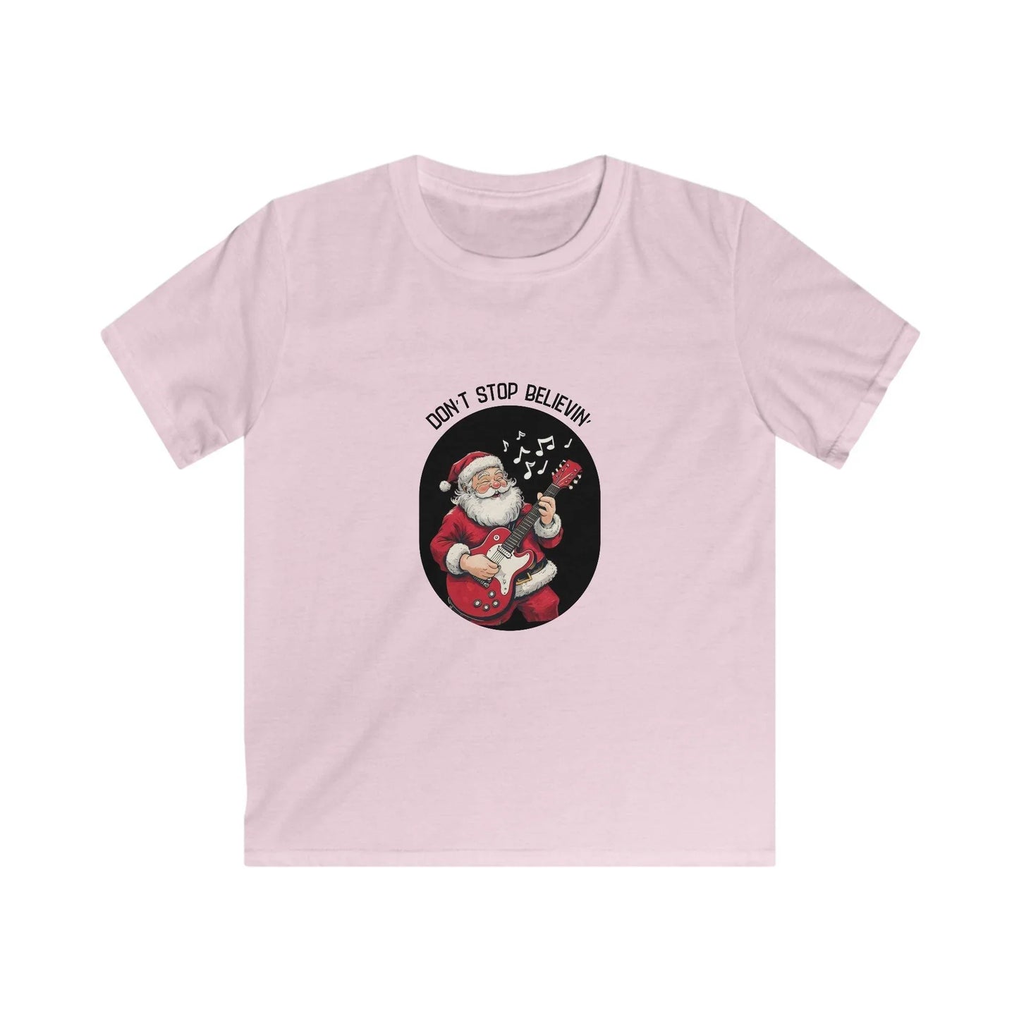Rockin' Santa: Don't Stop Believin' in Holiday Cheer! Kids Softstyle Tee - Whippie's