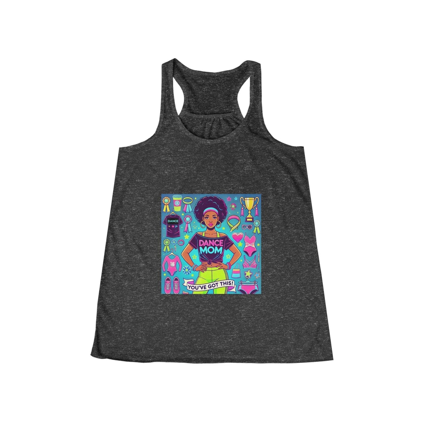 Dance Mom: You've Got This - Darker Skin Tone Mom - Short Hair - Women's Flowy Racerback Tank - Whippie's