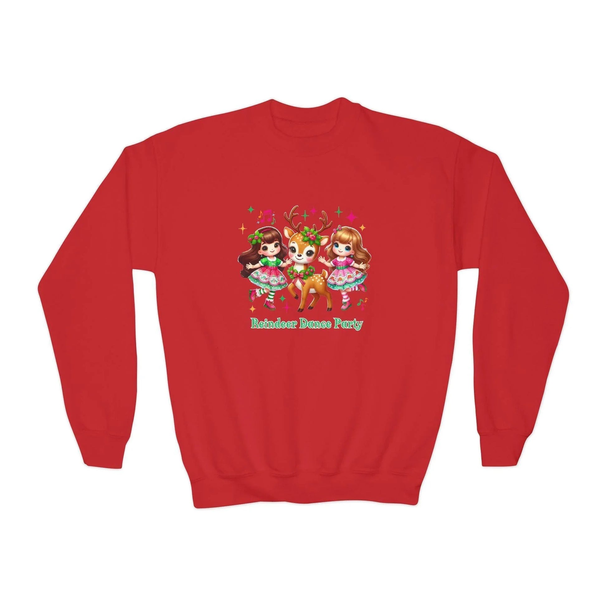 🦌 Reindeer Dance Party 👧 Youth Crewneck Sweatshirt 🎄 - Whippie's