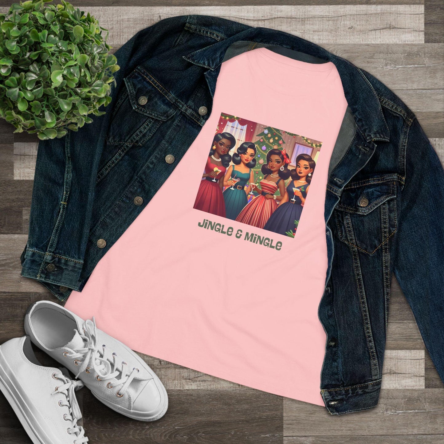 Jingle and Mingle Tee - Holiday Cheer, Please! 🥂🎄 Women's Softstyle Tee - Whippie's