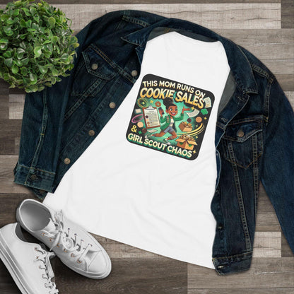 This Mom Runs on Cookies and Girl Scout Chaos - Women's Tee - Embrace the Girl Scout Hustle! (Leader Edition) - Whippie's