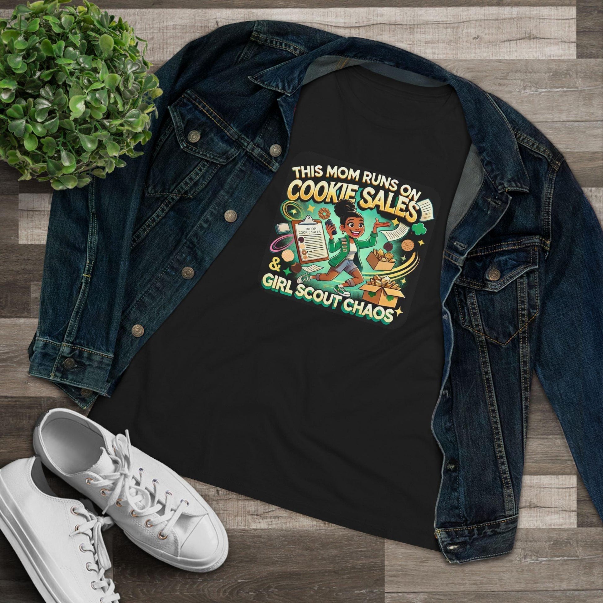 This Mom Runs on Cookies and Girl Scout Chaos - Women's Tee - Embrace the Girl Scout Hustle! (Leader Edition) - Whippie's