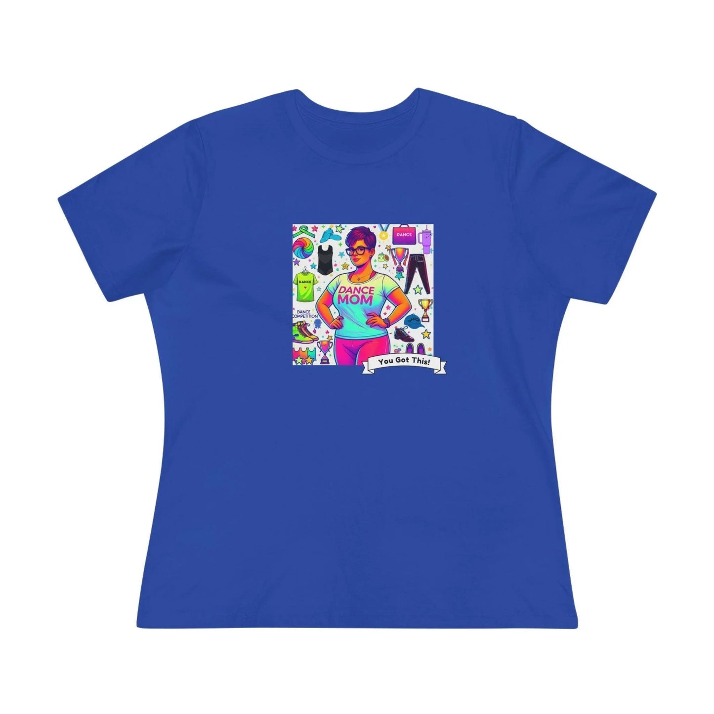 Dance Mom: "You've Got This" - Brunette with Glasses Mom - Short Hair - Boy Dancer - Women's Softsyle Tee - Whippie's