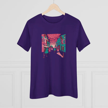 Pink and Teal Holiday Village - Women's Softstyle Tee - Whippie's