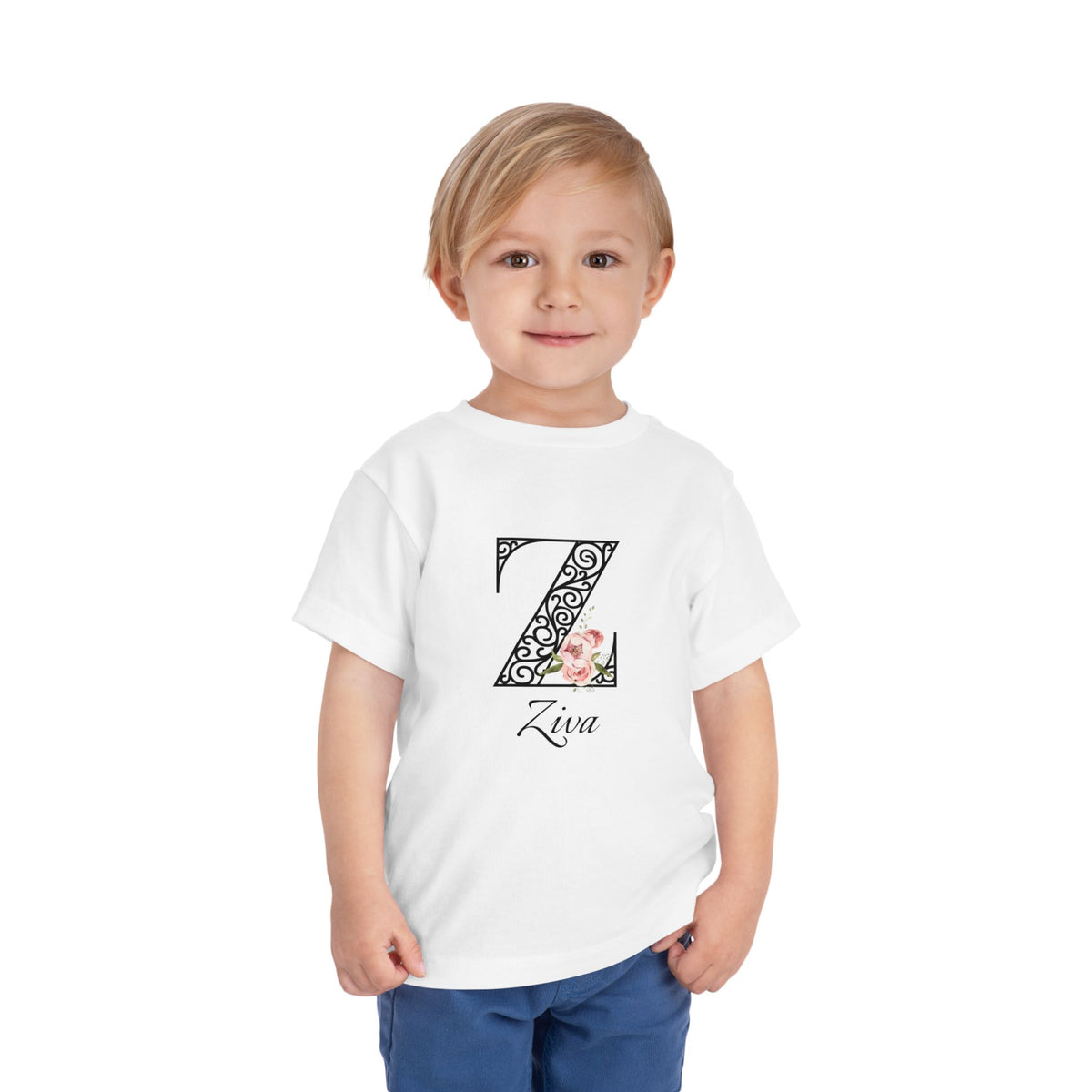 Floral Letter: Letter Z - Peony Toddler Tee - Personalizable