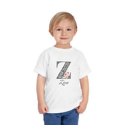 Floral Letter: Letter Z - Peony Toddler Tee - Personalizable