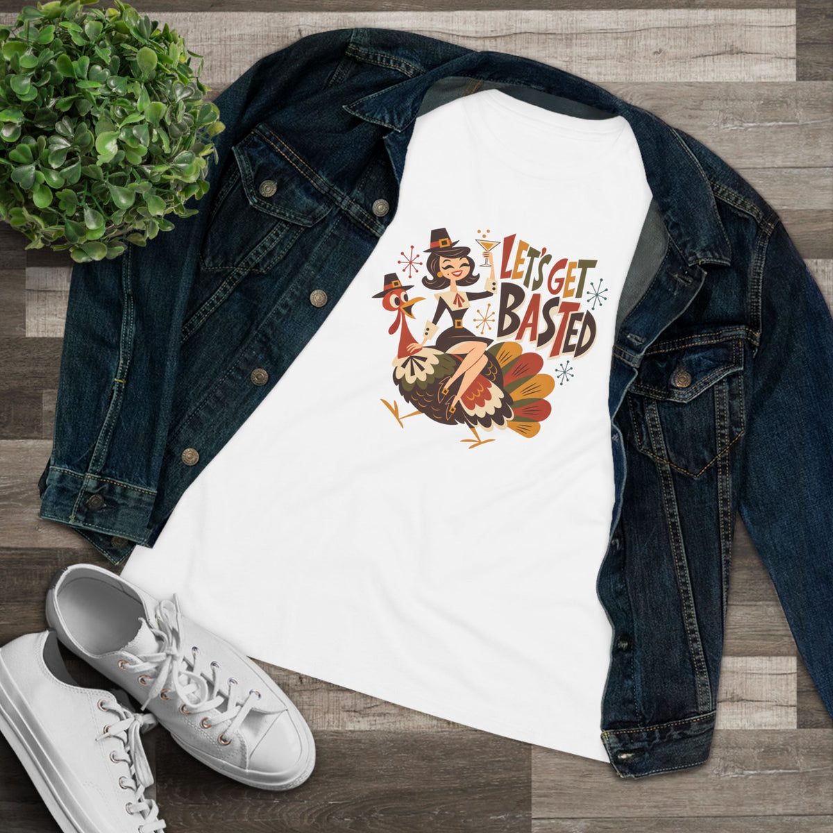 Let's Get Basted Thanksgiving Shirt | Retro Women's Cocktail Tee
