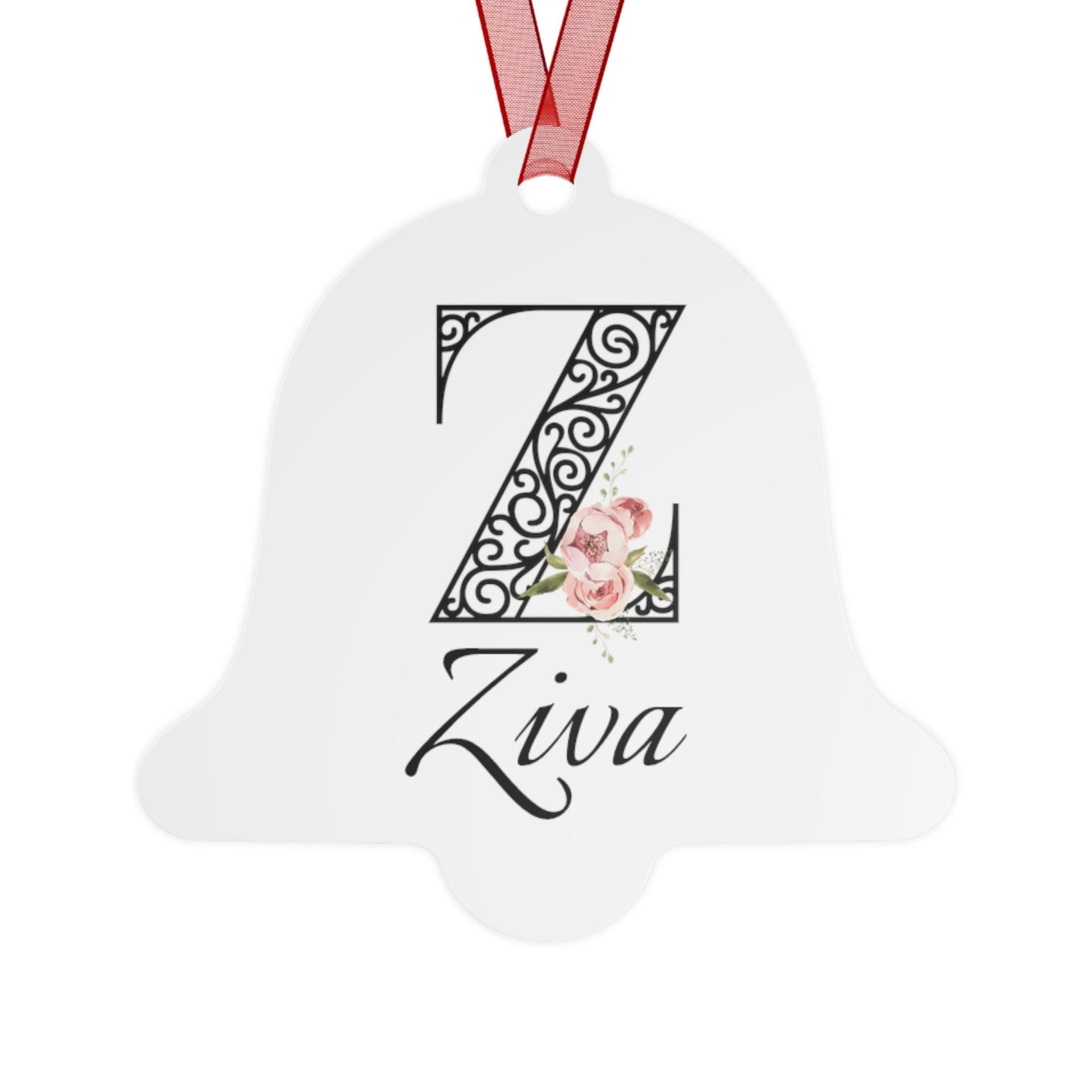 Floral Letters: Letter Z - Peony Metal Christmas Ornament - Personalizable - Whippie's