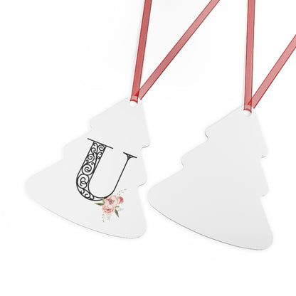 Floral Letters: Letter U - Metal Christmas Ornament - Whippie's