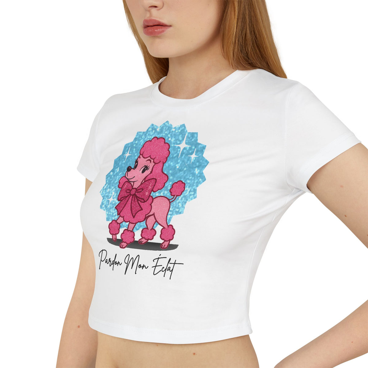 Pardon Mon Éclat (Excuse My Sparkle) Pink Poodle Women's Baby Tee
