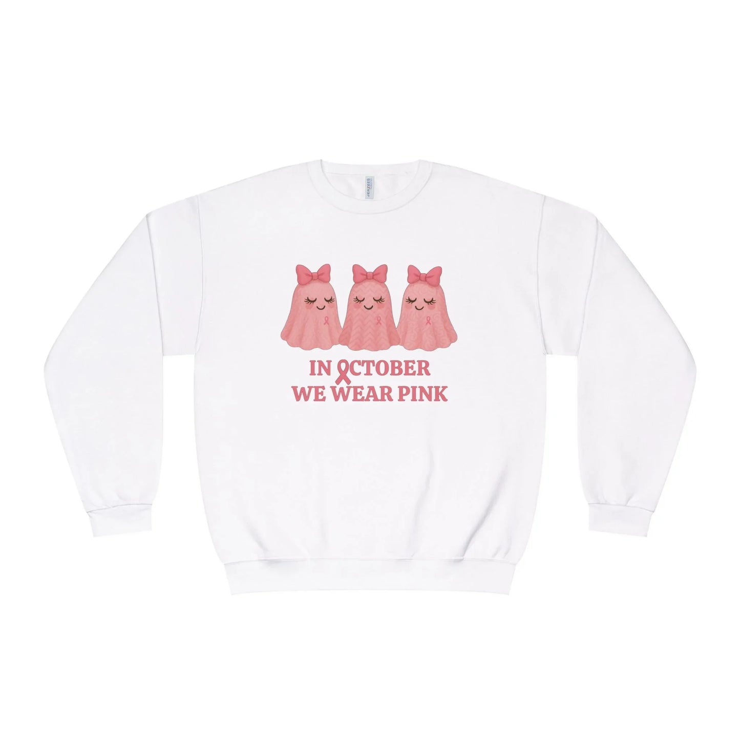 In October We Wear Pink: Cute Ghost Unisex Crewneck Sweatshirt - Whippie's