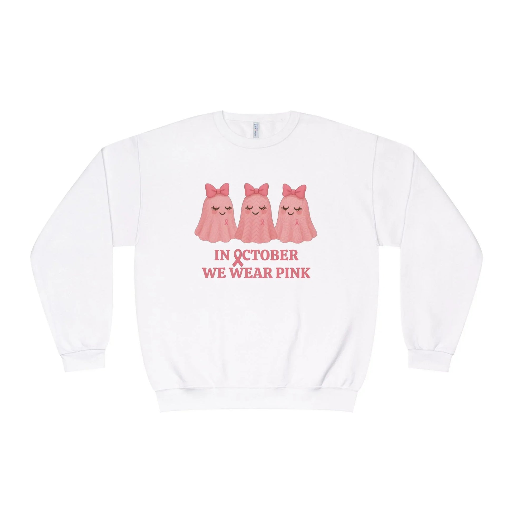 In October We Wear Pink: Cute Ghost Unisex Crewneck Sweatshirt - Whippie's