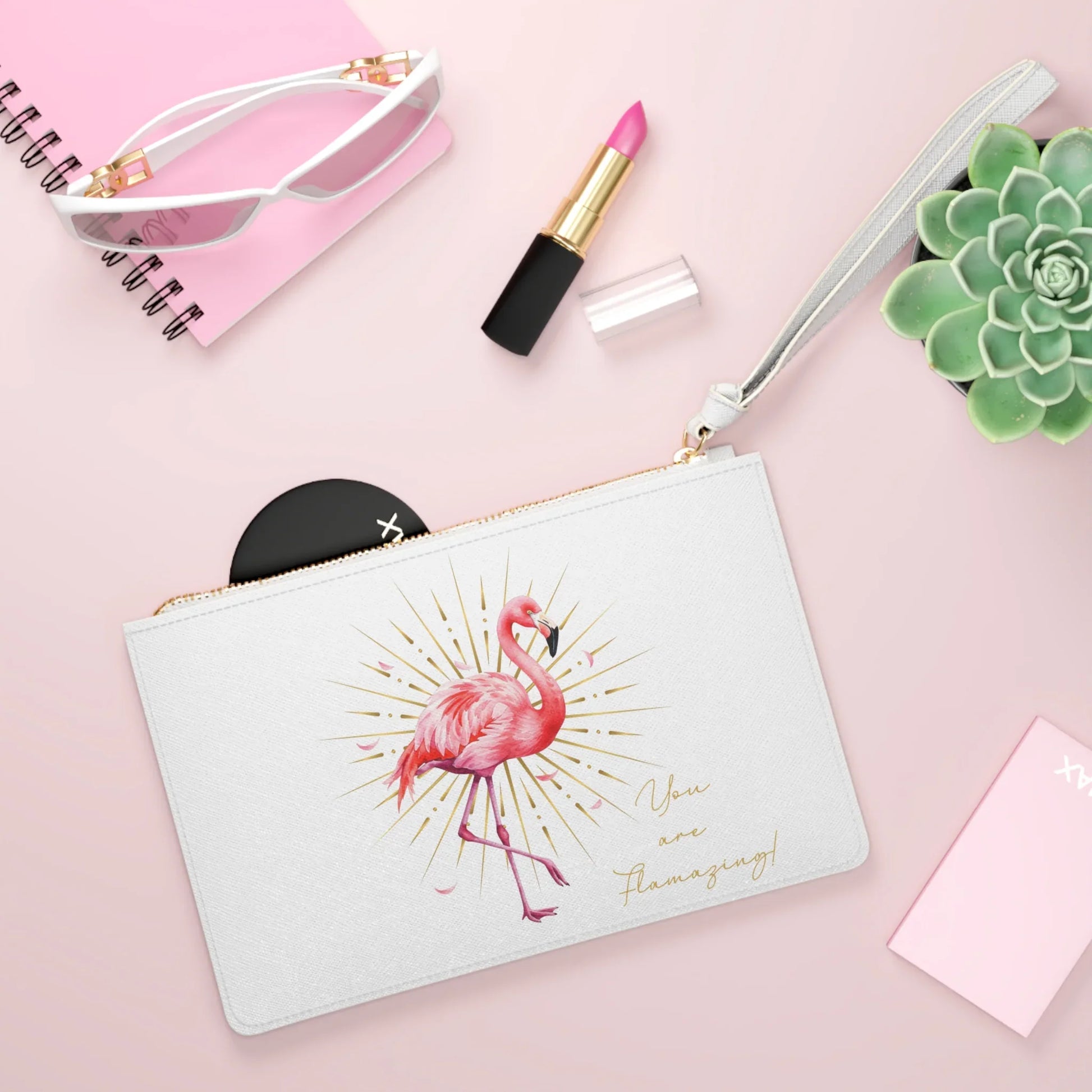You Are Flamazing Flamingo Clutch Bag - Personalizable - Whippie's