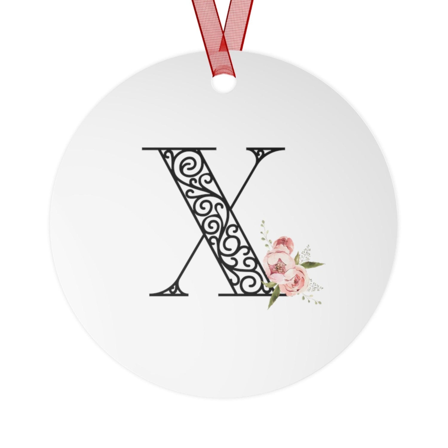 Floral Letters: Letter X - Metal Christmas Ornament - Whippie's