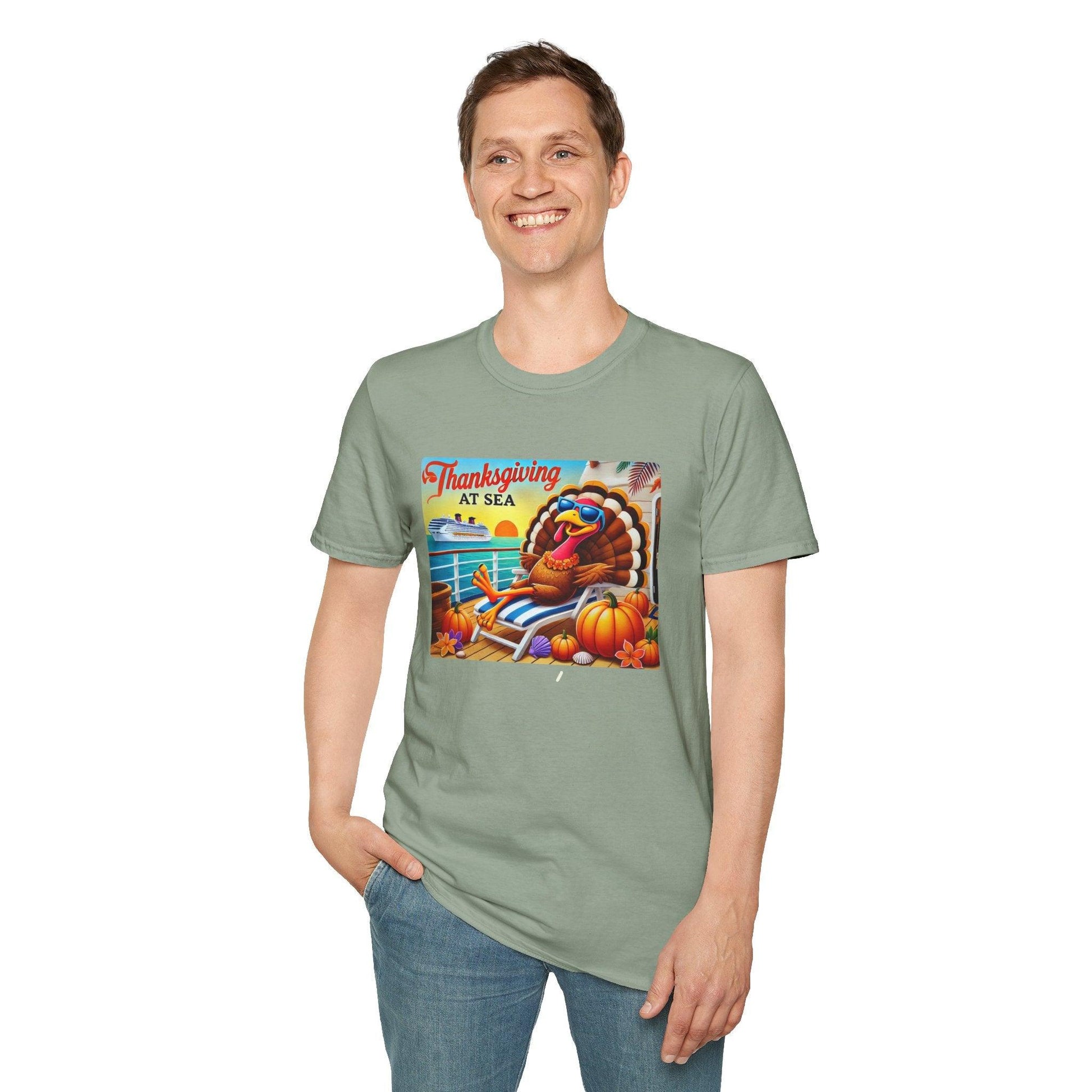 Turkey on Vacation - Gobble 'til You Wobble on the Open Seas! 🦃🚢 Unisex T-Shirt 🍂 - Whippie's