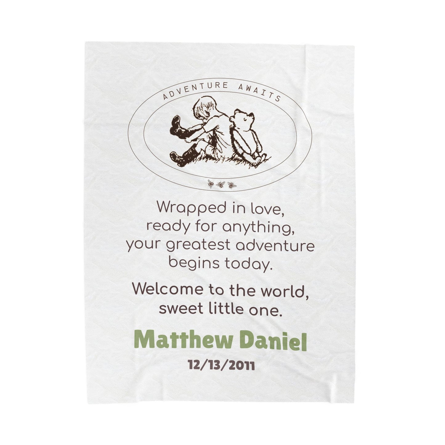 Classic Pooh Blanket | Personalized Adventure Awaits Velveteen Blanket