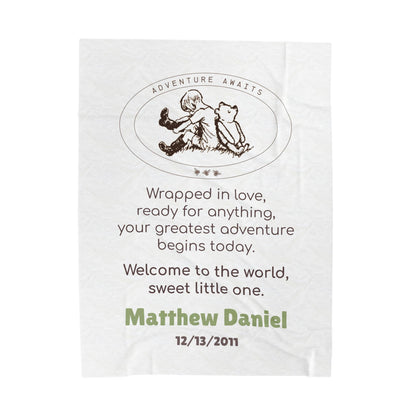 Classic Pooh Blanket | Personalized Adventure Awaits Velveteen Blanket