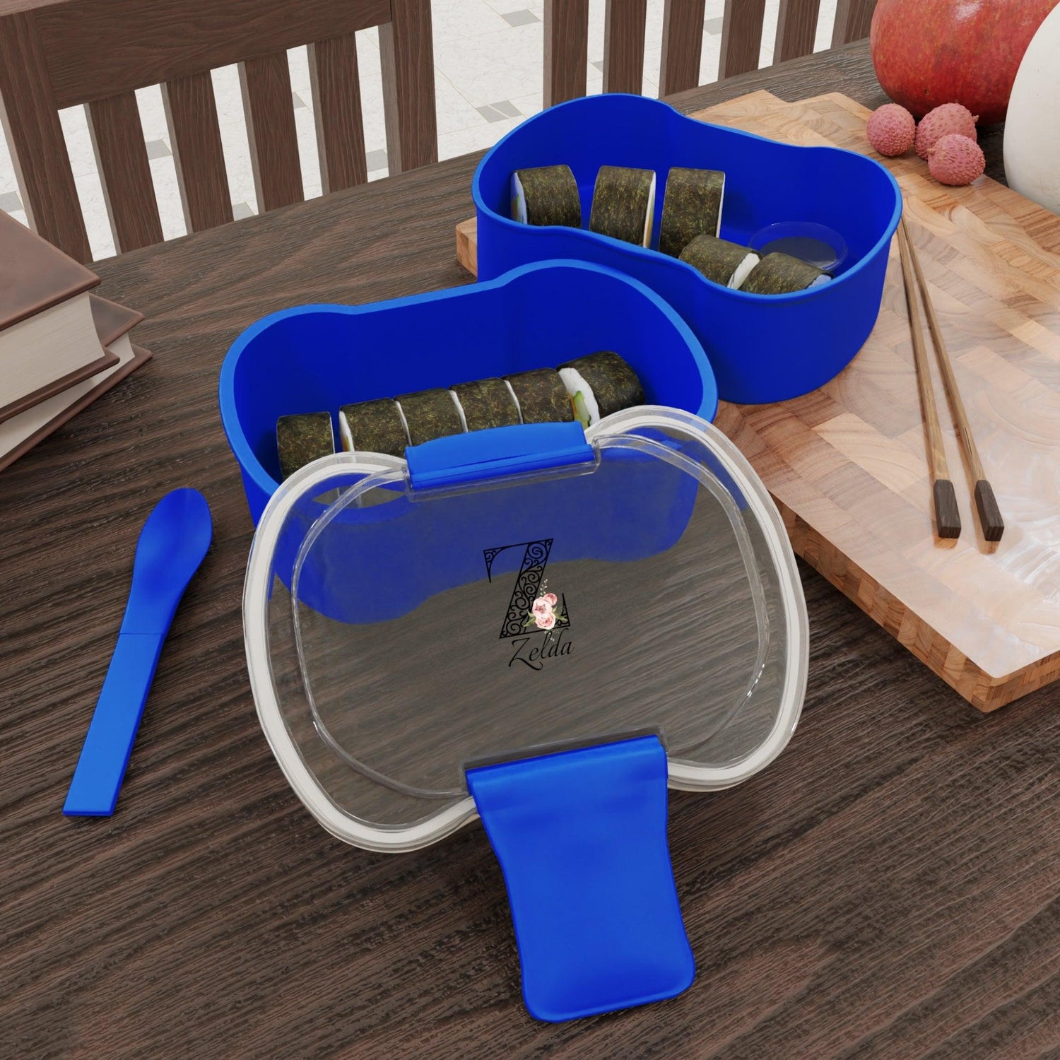 Floral Letters: Letter Z - Peony Two-Tier Bento Box - Personalizable - Whippie's